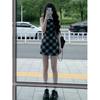 Korean Wear College Style Retro Plaid Sleeveless Temperament Dress, Especially Beautiful Waist Skirt 2026 Summer