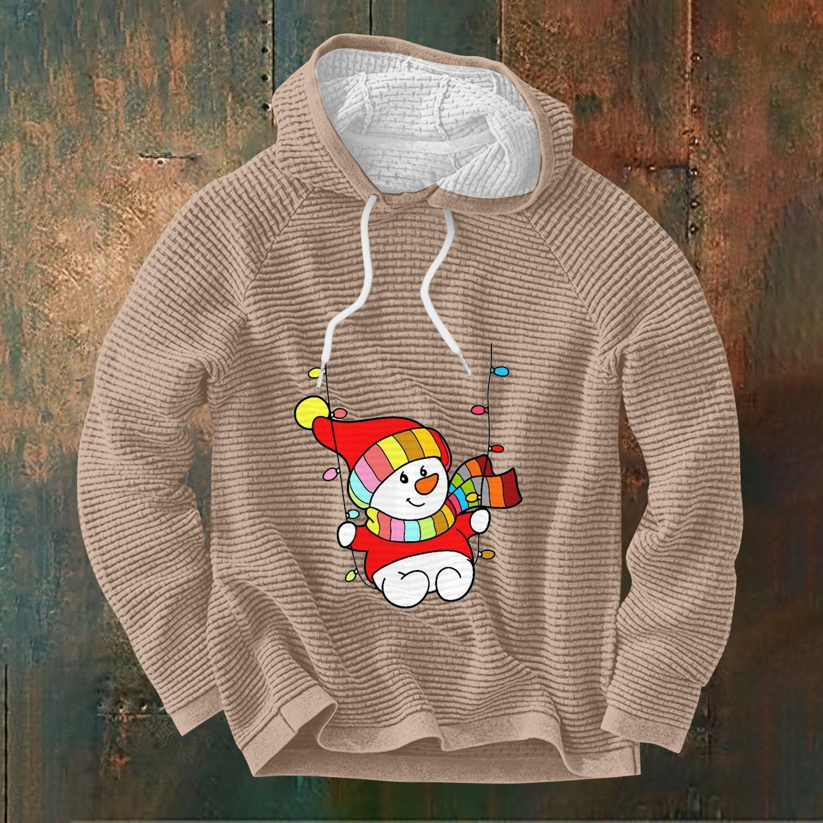 Мужской повседневный и модный свитер с длинными рукавами и капюшоном M белый — фото 4