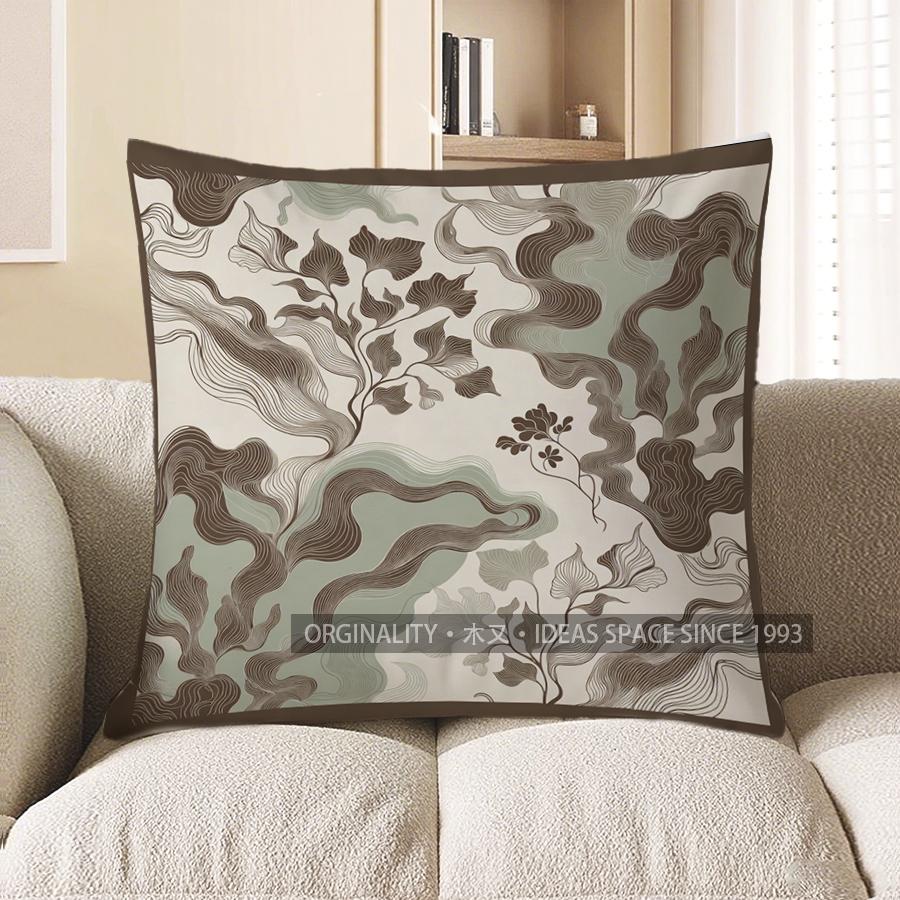 2D Floral & Nature Pattern Decorative Pillow Covers Pattern Cushion Cover Suitable For Sofa Bedroom Car Pillow Cover