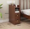Solid Wood Locking Nightstand, Compact Slim Bedside Cabinet, Modern Minimalist Storage Organizer, Narrow Gap Bedroom Furniture