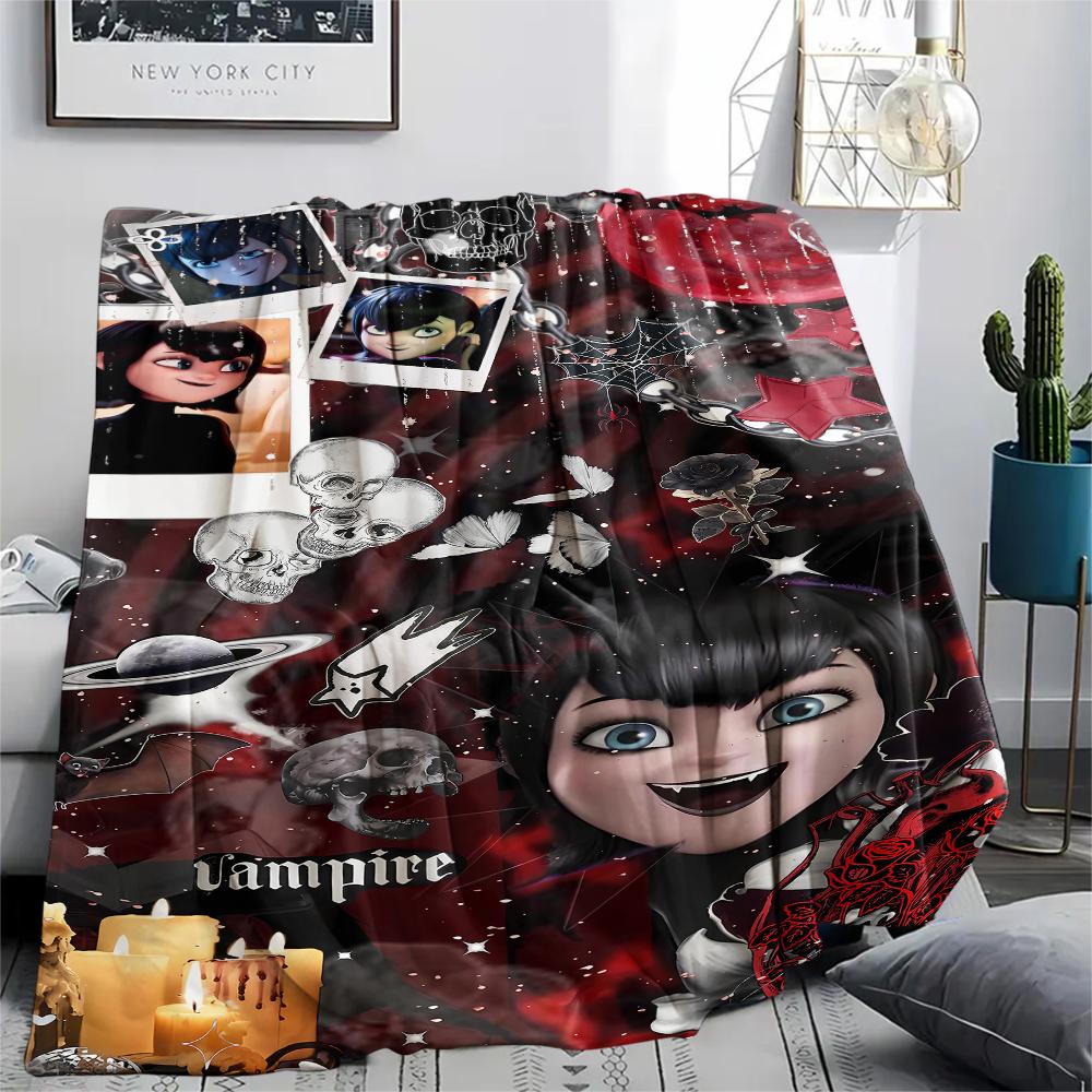 1PC Hotel Transylvania Mavis Dracula Print Flannel Blanket, High quality All Seasons, Home Decor, Warmth and Comfort, Perfect for Christmas Gifts