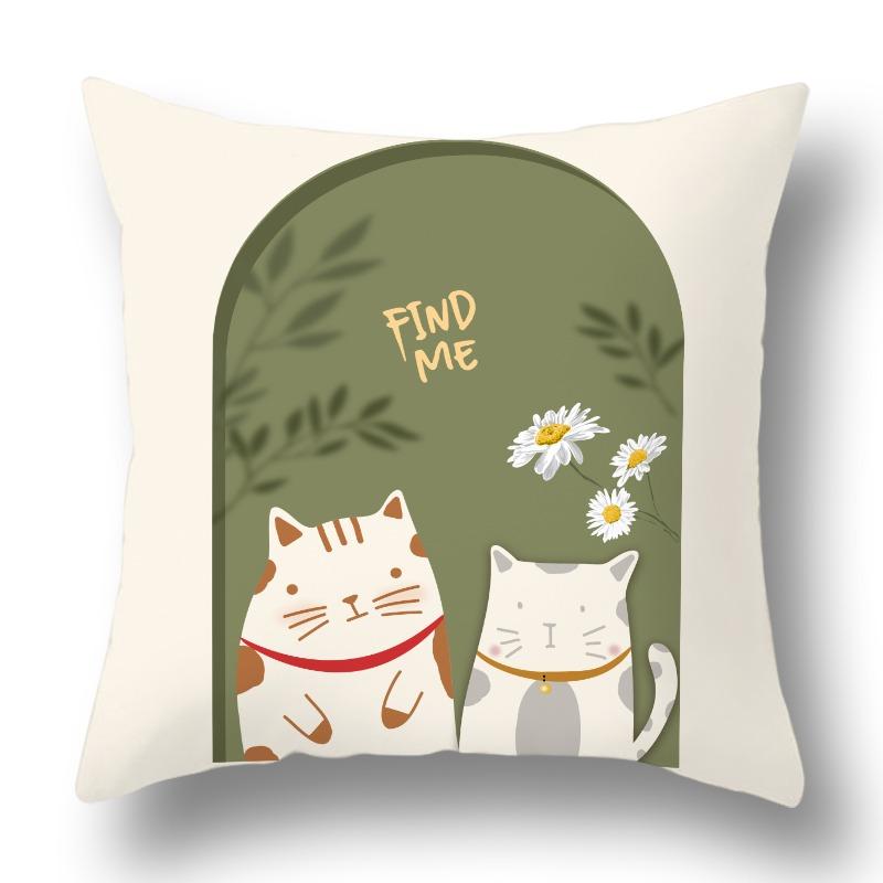 Green Geometric Art Sofa Pillowcase Dormitory Decoration Office Living Room Home Pillowcase