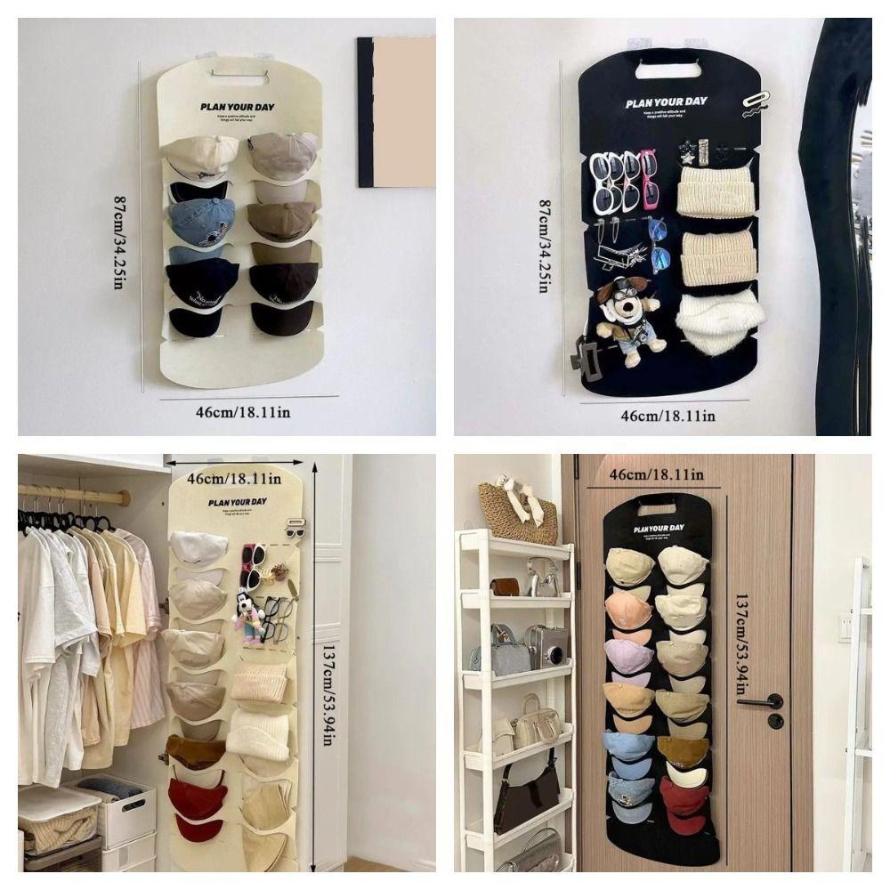 Felt Baseball Cap Storage Hanging Bag Visible Wall Mounted Hat Display Rack 6/12 Pockets Foldable Hat Organizer Sunglasses