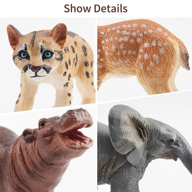 12Pcs Simulation Wildlife Animals Model Toy Mini Figures Dolls Action Figurines Toys for Children Set Gift Cake Decoration