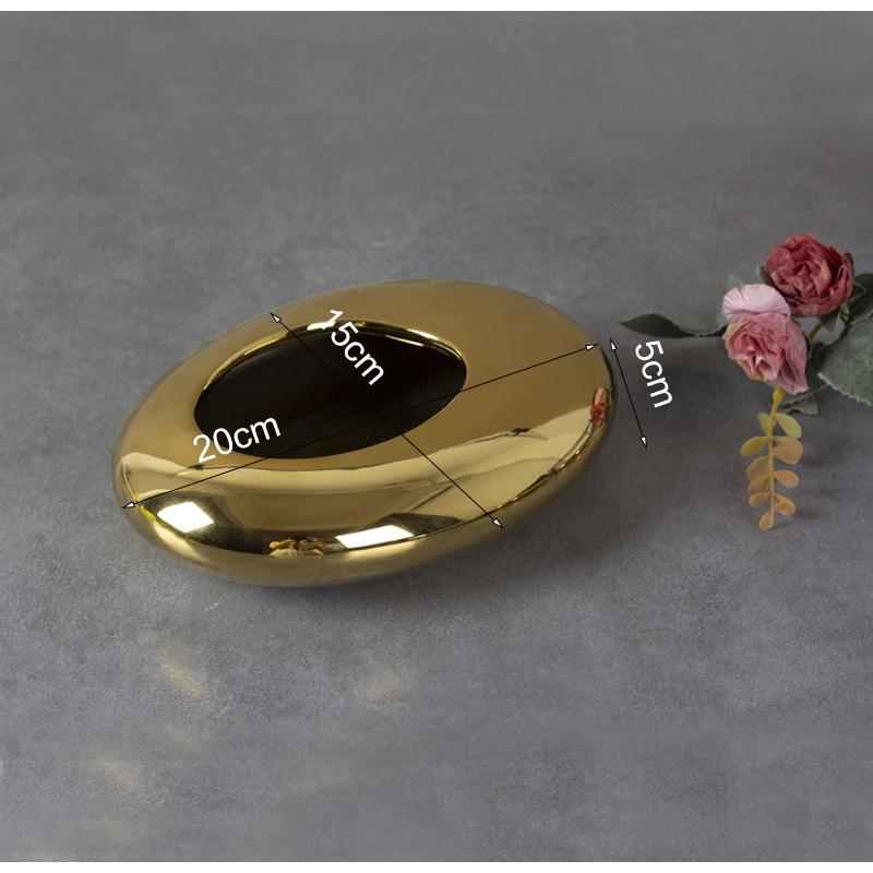 Silver Cobblestone Ceramic Vase Geometric Oval Flower Pot Floral Arrangement Accessories Flower Vase Home Decoration Accessories