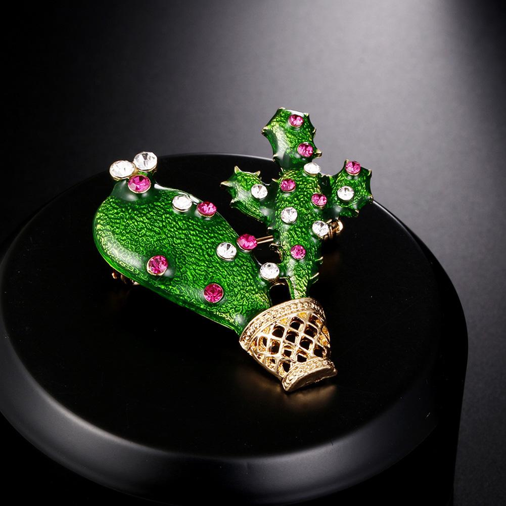 Delicate Stylish Cactus Design Oil Drop Alloy Brooch Wear Decoration Plant Pin