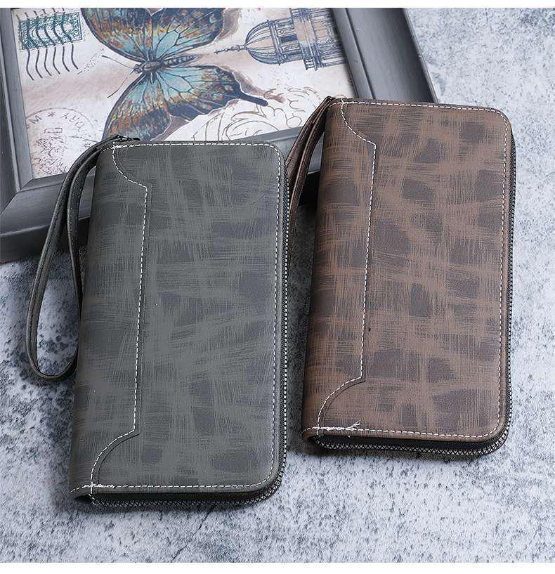 Men's Leather Long Zip Wallet: Multifunctional Card Holder & Large Capacity Clutch with Multi-Card Slots.