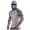 Men's Fashion Printed Sun Protection Hoodie Lightweight Long Sleeve Breathable Outdoor Sportswear with Face Covering and Adjustable Hood