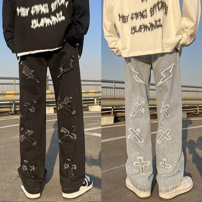 Men's Jeans Neutral Wide Leg Denim Trousers Loose Straight Men Jeans Asthetic Man Jeans Pants for Boy Casual Baggy Hip Hop 2022