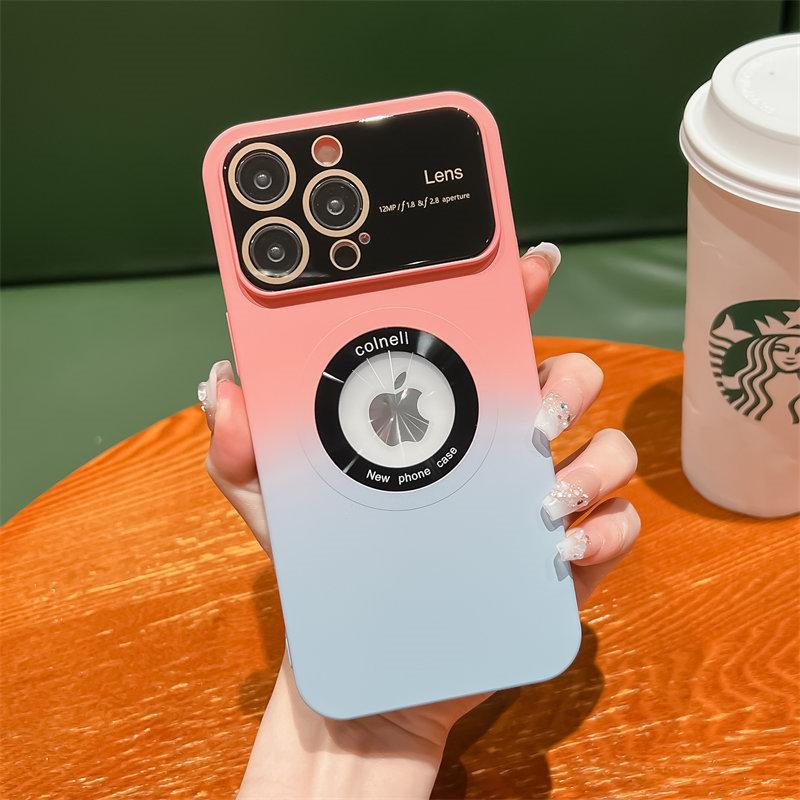 

Защитный чехол для камеры Magsafe с большим окном для iPhone 14 12 11 13 Pro Max Plus, мягкий чехол с логотипом и градиентом, магнитный чехол iPhone 11 розовый