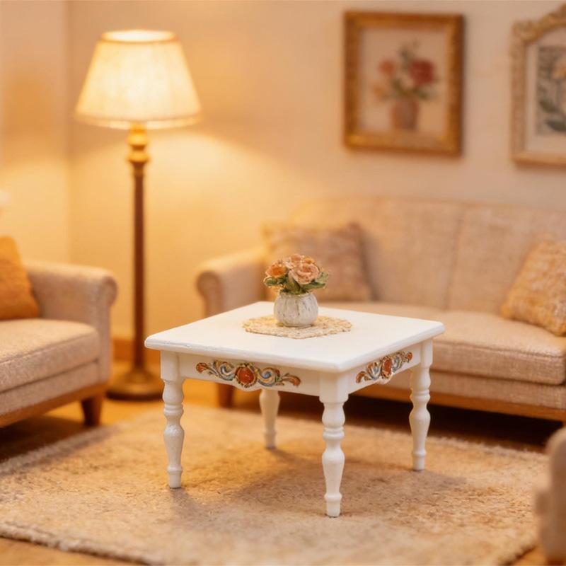 1/12 Dollhouse Simulation Square Tea Table Model Dollhouse Living Room Furniture Decoration Dolls House Diy Accessories
