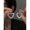 Needle Fashion Zircon with Diamond Love Heart Earrings High-Key Dignified Eardrops Internet Celebrity Easiest for Match Fashion Generous Earrings