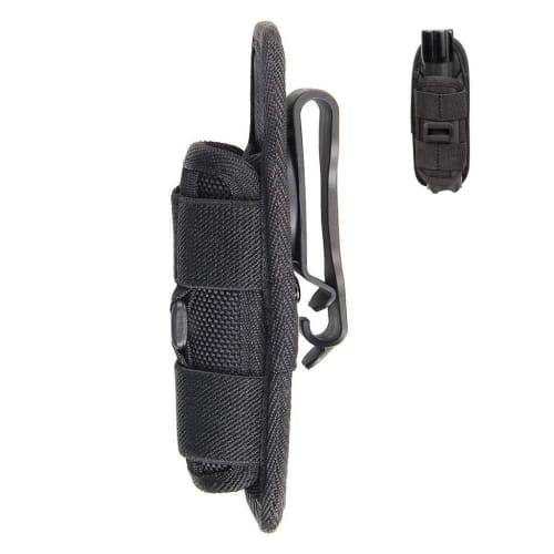 XBERSTAR Flashlight Holder Pouch Case, Military Flashlight Pouch, Belt, Cell Phone Holder, Cane Holder, Belt Clip, 360-Degree Rotation, Elastic Nylon