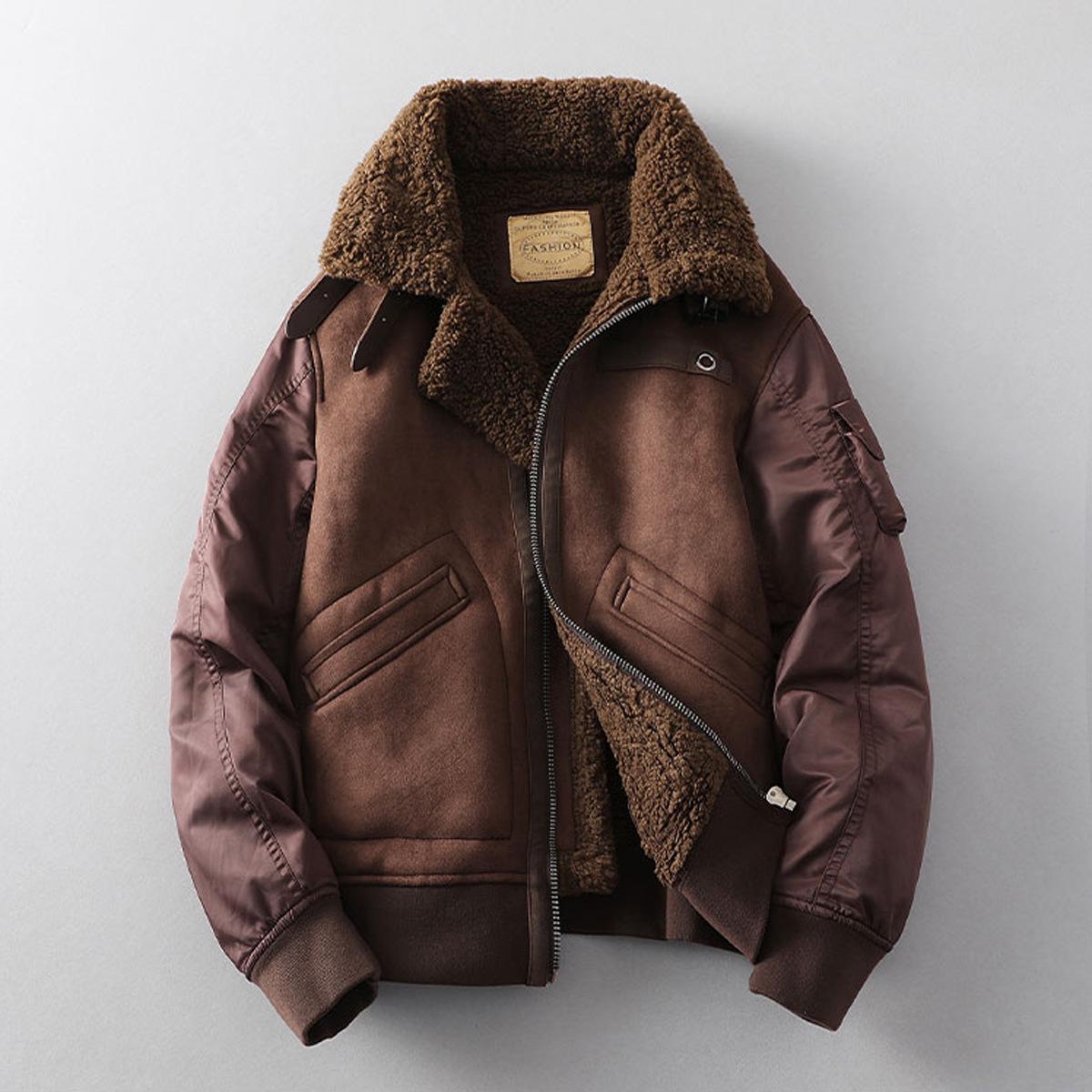 Men`s Winter Lapel Leather & Fur