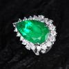 Inlaid Microdrop Pear-Shaped Synthetic Emerald Live Engagement Ring