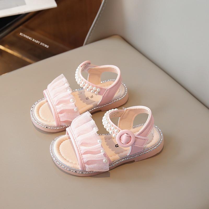 Girls Sandals Summer Slides New Child Ruffles Ribbons Sandals Princess Holiday Party Shoes Fashion Platform Sandals I05293
