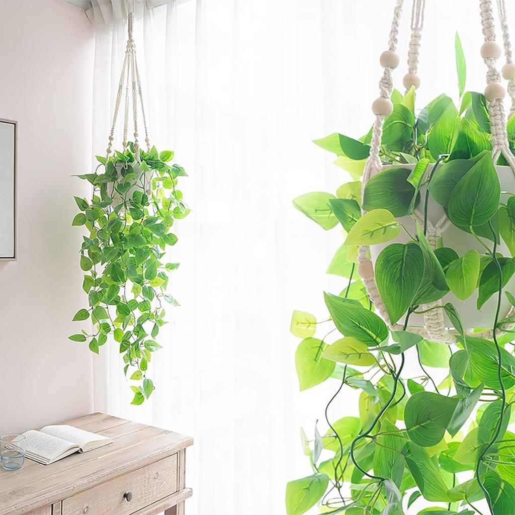 Hanging Plant Handmade Macrame Plant Hanger Flower Pot Planter Hanger Wall Decor Courtyard Garden Hanging Planter Hanging Basket