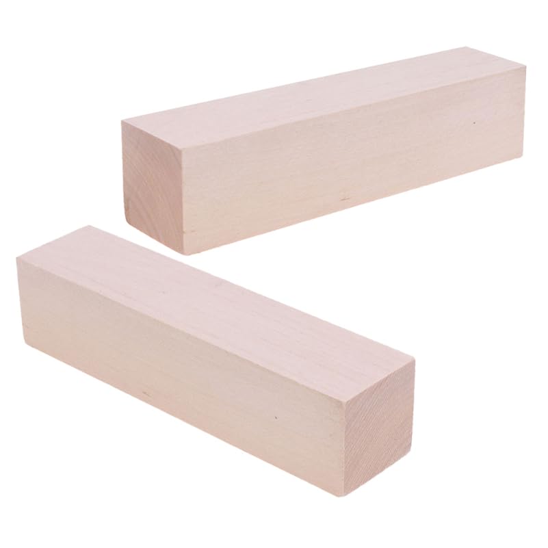 STOBOK Carving Wood Carving 2pcs Basswood Blocks 15cm Long for Woodworking Unpainted Wooden Blocks for Art DIY Crafts Kit, Crafts, Beginners,