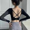 Women's Long Sleeve Yoga Top with Chest Pads & Twisted Back + Slim Fit Yoga Pants
