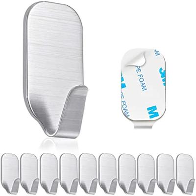 Wall Hooks Stickers, 10 Pieces Stickers Stickers, Self Adhesive Stainless Steel Wall Hooks for Kitchen, Bedroom, Office and Bathroom