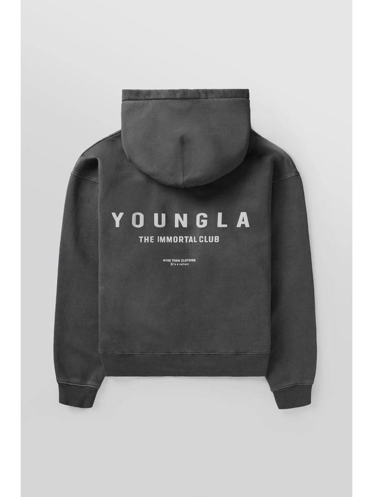 YOUNGLA Men's Oversized Pullover Hoodie Double-Layer Printed Fitness Jacket