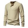 Spring Autumn Waffle Henley T-Shirt Men Basic Breathable Men's Long Sleeve Tops Tees Casual Solid Color Button T Shirts