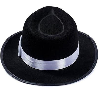 Cosplay Flat Top Hat Black Fedora Jazzs Hat Musical Festival Costume Accessories