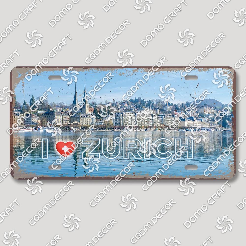 I Love Switzerland Poster License Plates Retro Alps Geneva Zurich Scenery Metal Tin Sign Cafe Living Room Home Wall Decor