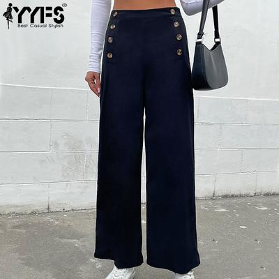 Moda Donna Casual Tinta Unita Stampa Bottoni Pantaloni & Capri