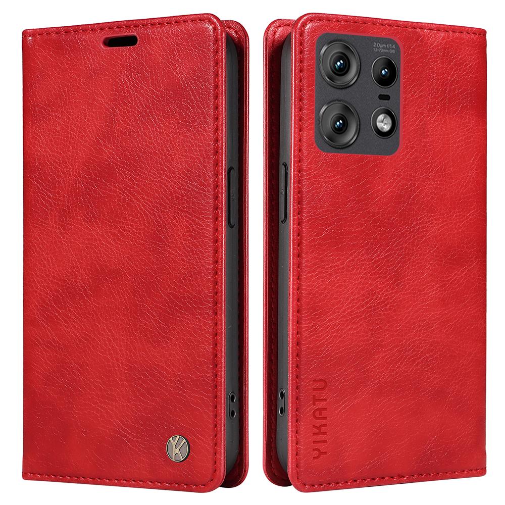 

For Motorola Edge 50 Pro 5G Case Leather Phone Cover Magnetic Closing Red