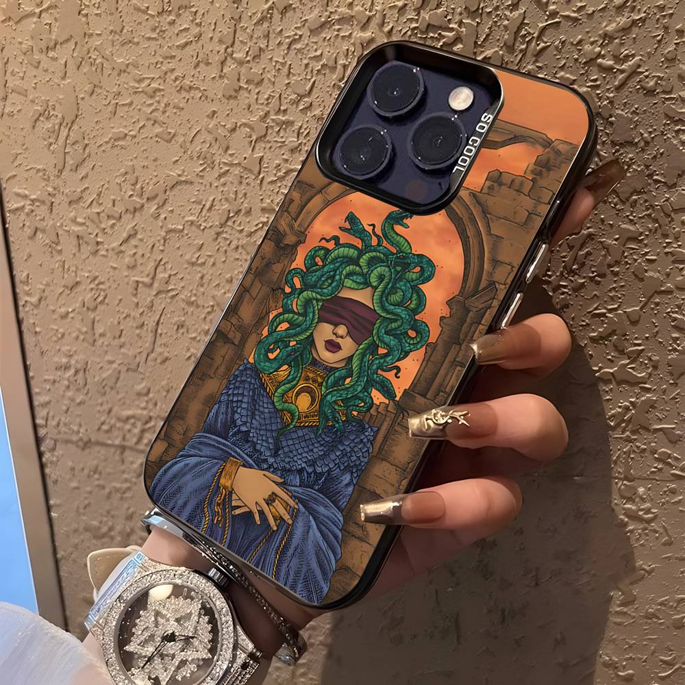 Medusa Greek Mythology Look At Me Phone Case For iPhone 16,15,14,13,12,11Pro,XS,Max,Plus,Mini Black Candy Matte Shockproof Cover