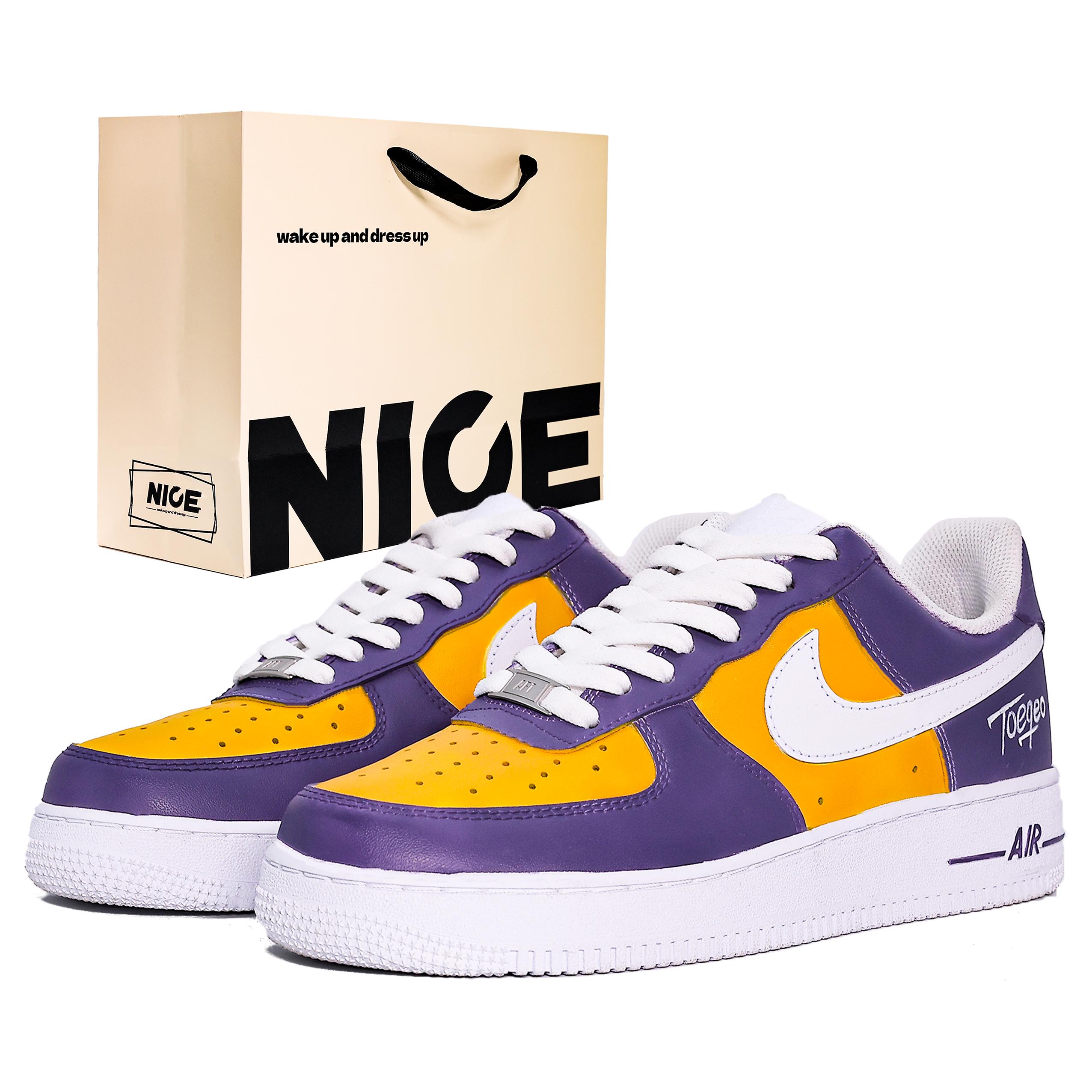 

Nike Air Force 1 Abrasion Resistant Low top Skateboard Shoes Men s Purple Yellow CW2288-111(Team631- BAG) 42.5
