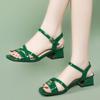 Sandalias Femininas Women Cute Green Patent Leather Peep Toe Sandal Shoes Lady Casual Black Comfort Black Shoes Ab473
