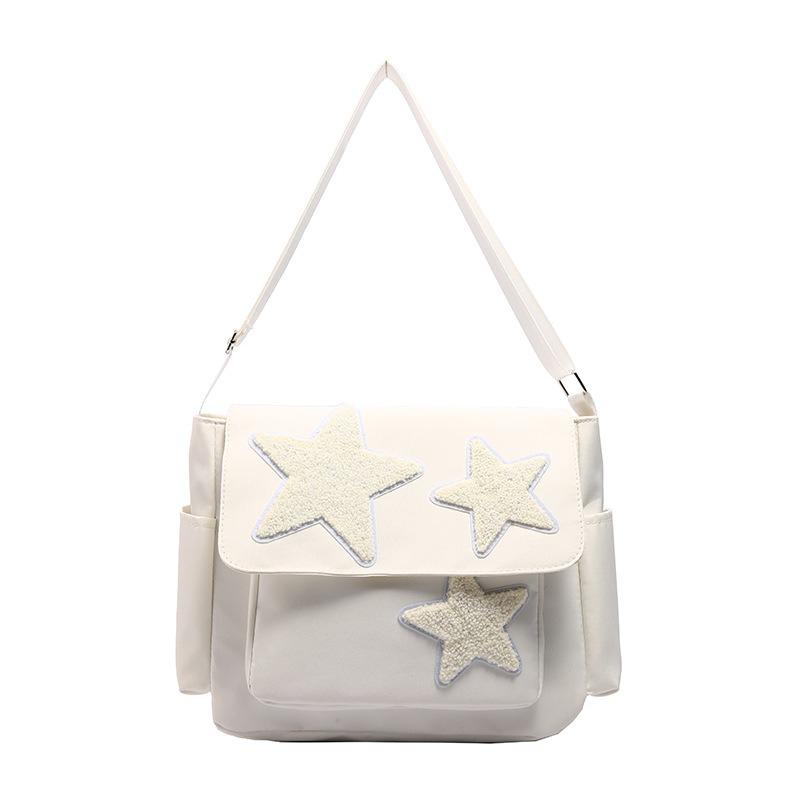 2026 New Model Crossbody Bag Female Japanese Style Niche Design Five-pointed Star Class Leisure Shoulder Bag Postman s Bag бежевый