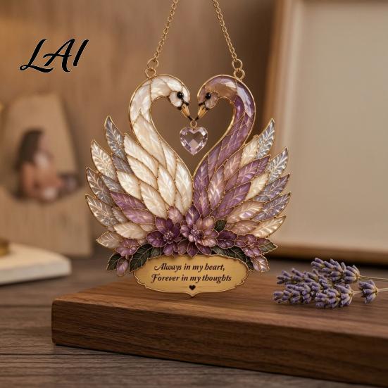 Birthday Gift for Girlfriend Stained Glass Style Swan Pendant Decorative Acrylic Suncatcher Window Car Sunlight Prism Ornament And Christmas