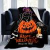 1pc Trick or Treat Cat & Pumpkin Halloween Blanket  Soft & Cozy, Living Room, Travel, Camping, Car Blankets