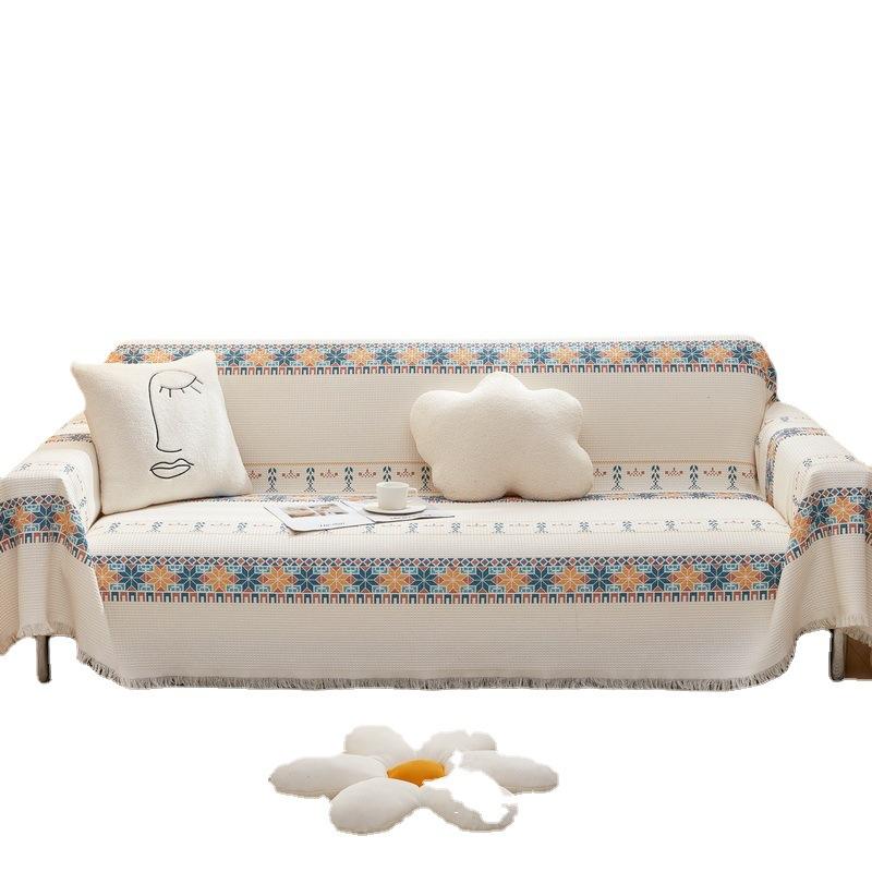 Cotton Sofa Cover Cloth, Four-Season Universal Seat Cushion, Nordic Simple Non-Slip Blanket, Sofa Cover All-Inclusive Cover Towel