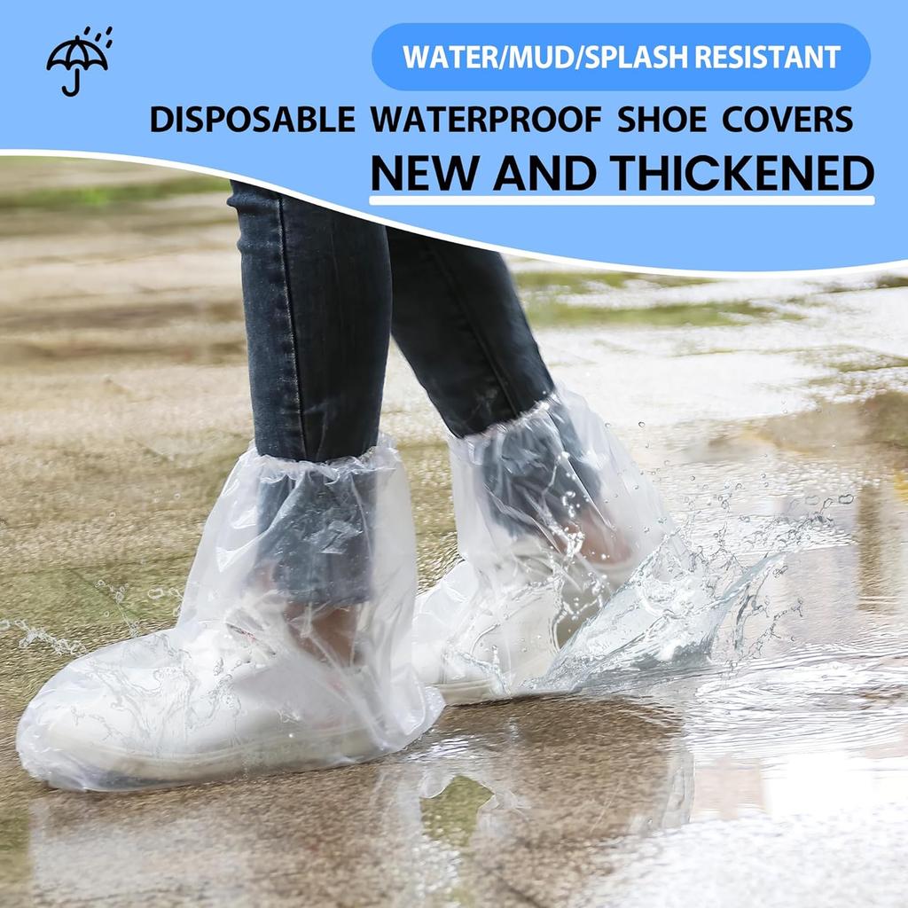 10 Pairs Waterproof Shoe Covers for Rain - Disposable Plastic Rain Shoe Covers Plastic Overshoes for Men Women - Boot Protector