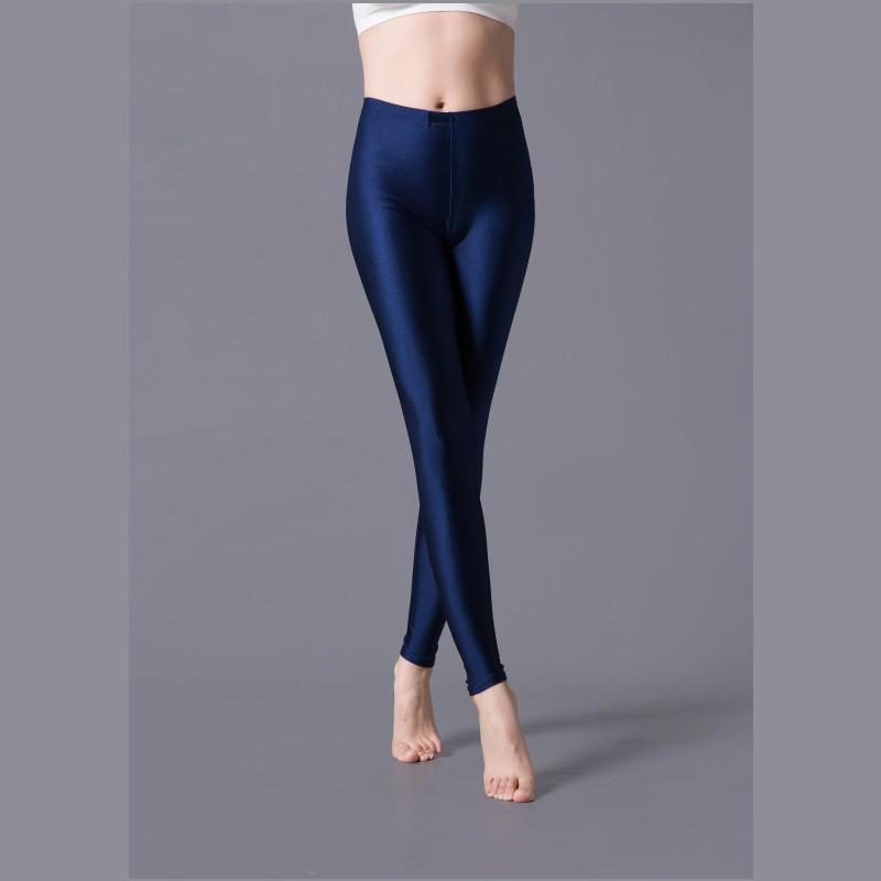 Glossy Fluorescent Leggings: Smooth, Solid Color Dance Performance Pants