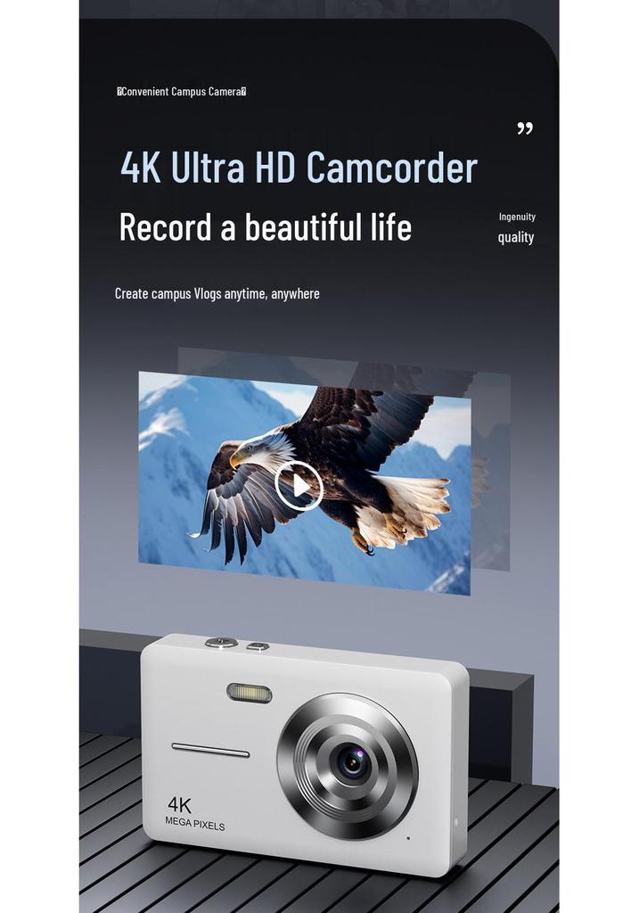 4K HD Mini Portable Camera with 16x Digital Zoom and Beauty Filters
