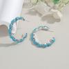 Bohemian Style Turquoise Bead Ring Earrings for Women, Versatile for Daily Wear