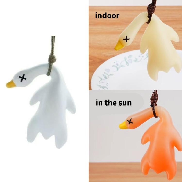 Unique Roast Duck Car Interior Pendant Ornament Rearview Mirror Hanging Decoration with Fun Color Changing In Sunlight