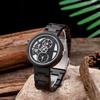 Nové pánské dřevěné quartzové hodinky Ebenové dřevo Personalizovaný ciferník s ozubenými koly Dřevěné hodinky