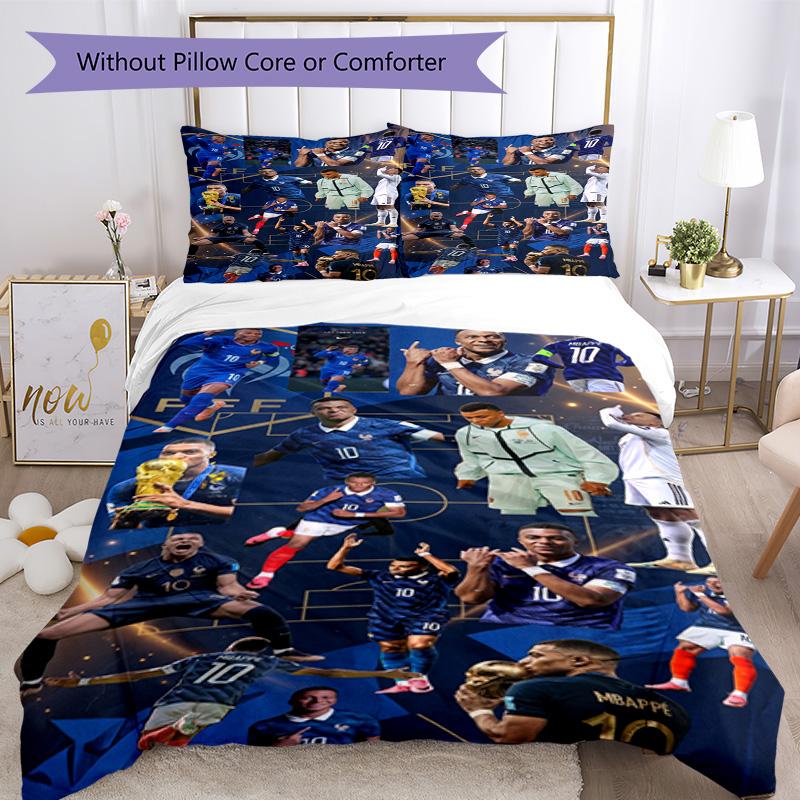 Set Biancheria da Letto Mbappe Copripiumino Traspirante con Federe Biancheria da Letto Decorativa per Camera da Letto Decorazione Casa Regalo di Compleanno
