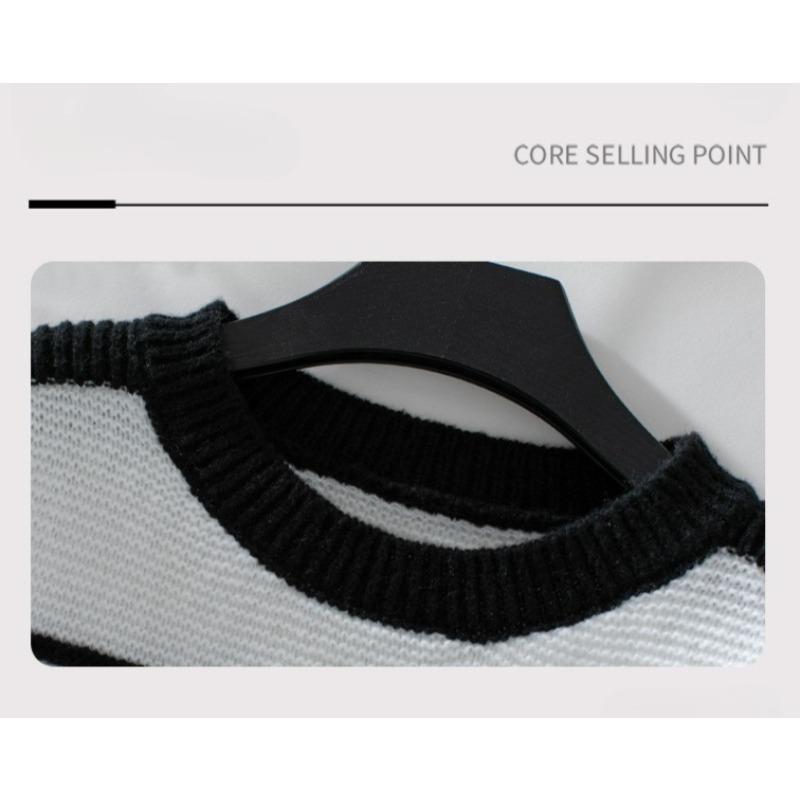 Autumn and Winter Round Neck Loose Striped Pullover Long Sleeved Knitted Women's Sweaters