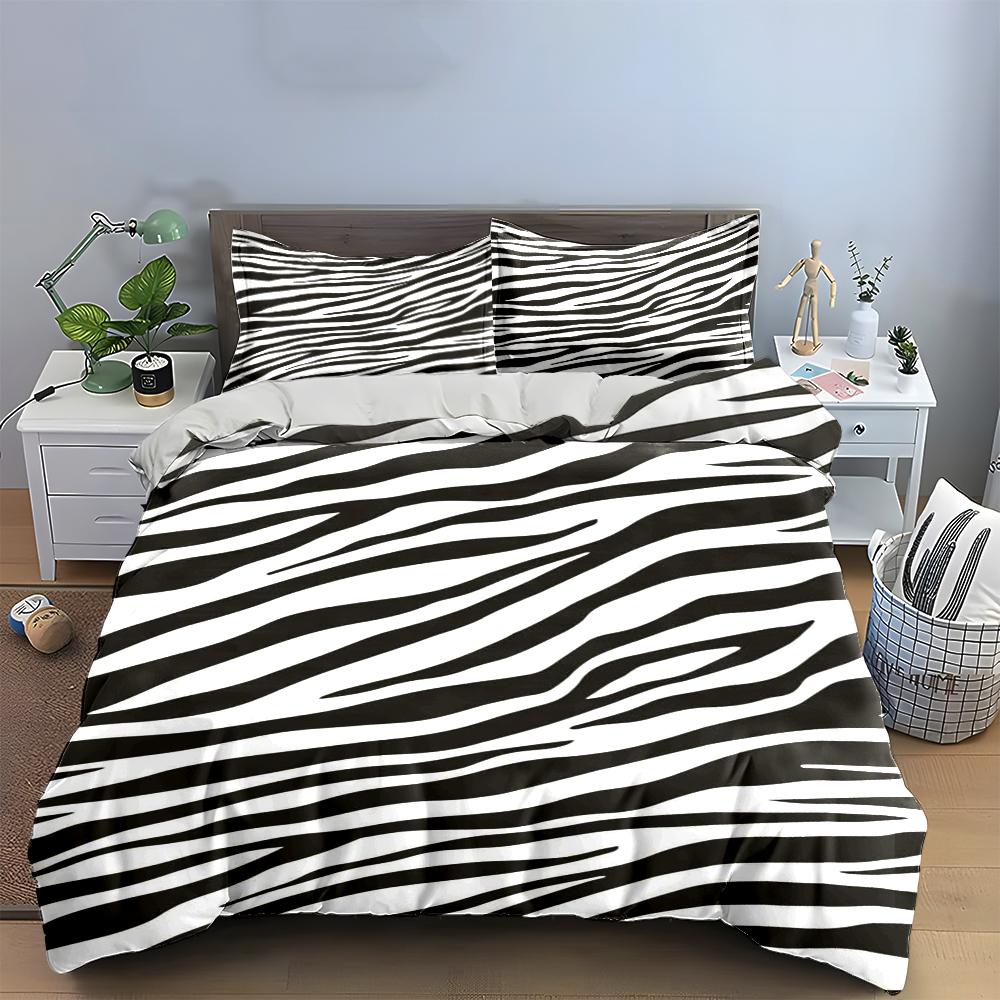 Zebra Stripe Printed Bedding 3-Piece Set Bedding Set (1 Duvet Cover, 2 Pillowcases, Duvet Not Included)