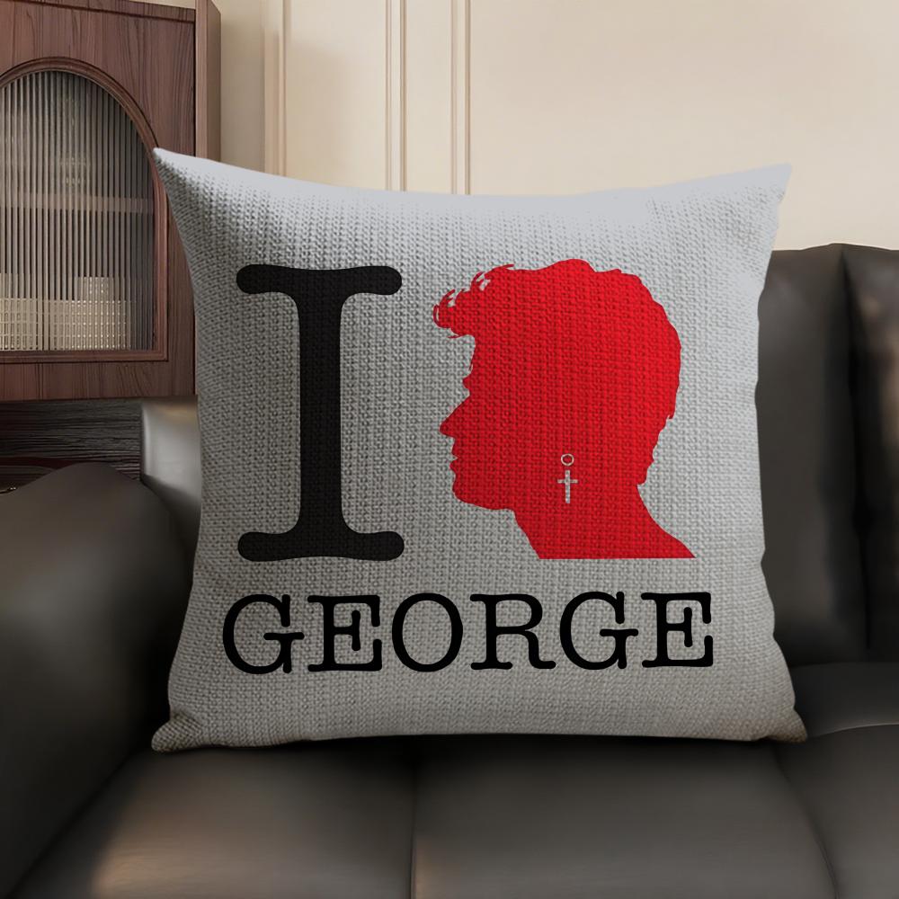 GGeorge Michael Singer Cushion Cover Natural Linen Organic Fabric DoubleSided Printing Sofa Home Decor Gift Pillow Case