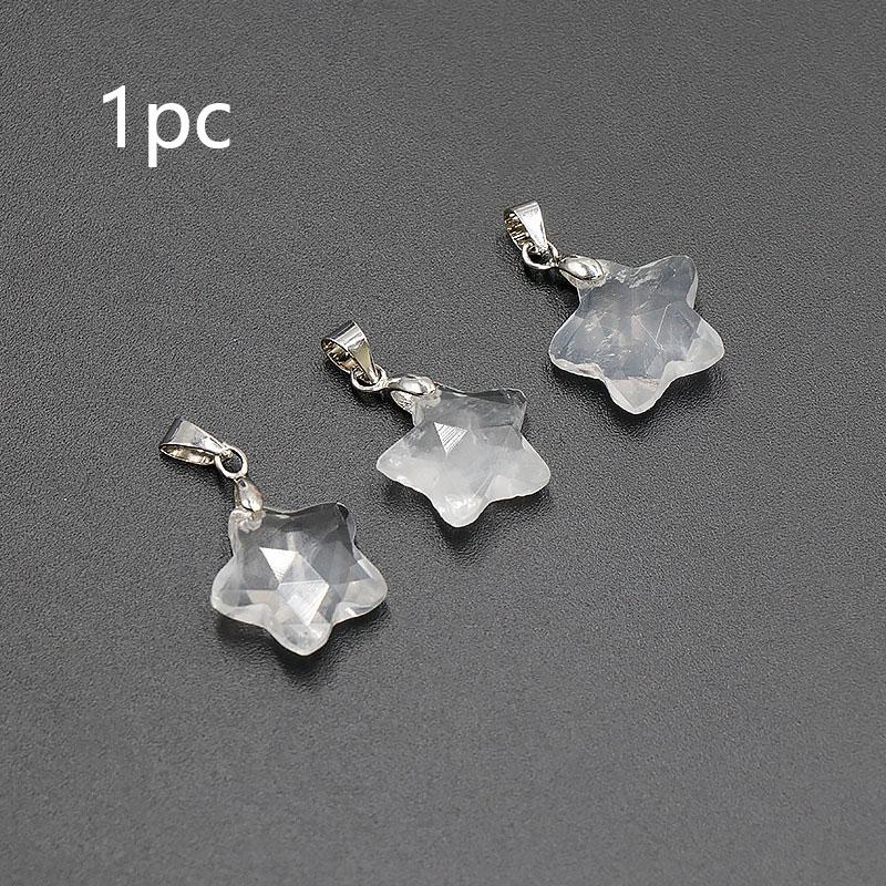 1pc Natural Crystal Star Pendant Necklace Five Pointed Charm Amethyst Stone Necklace Jewelry