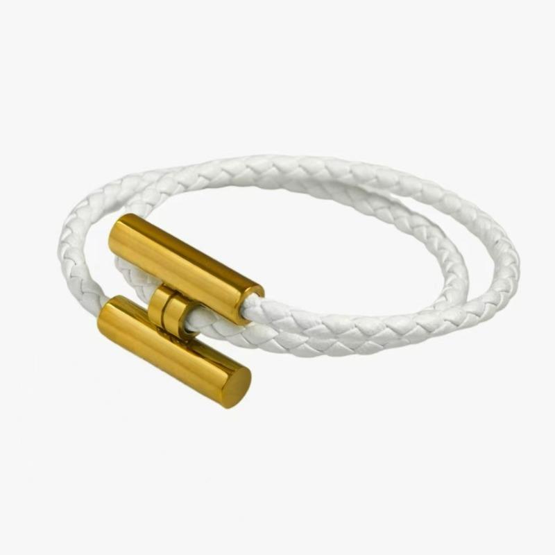 Stainless Steel Bracelet, Leather Woven Bracelet, Various Colors, Geometric Style, Light Luxury Style