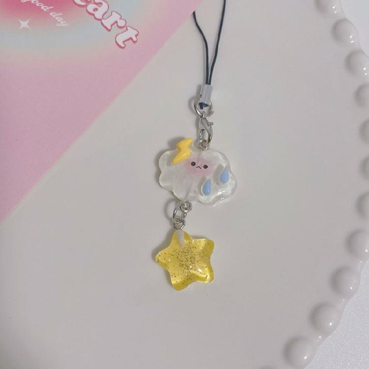 Acrylic Phone Strap Keychain Crystal Star Phone Lanyard Cloud Star Keychain